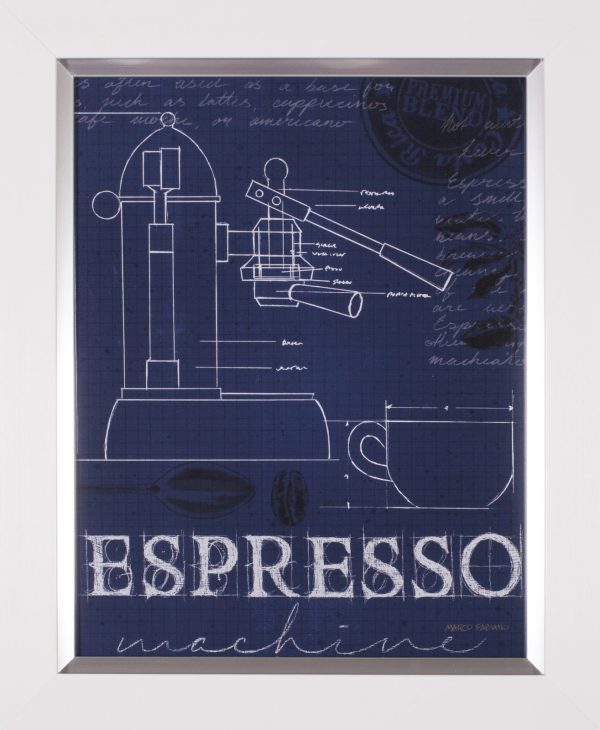 Art Effects Coffee Blueprint IV Indigo Wall Art by Marco Fabiano Hot on Sale