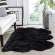 Safavieh Sheep Skin SHS121 Midnight Black Area Rug Hot on Sale