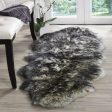 Safavieh Sheep Skin SHS121 Ivory   Dark Charcoal Area Rug on Sale