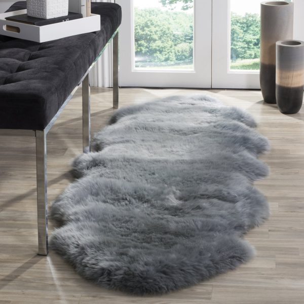 Safavieh Sheep Skin SHS121 Steel Blue Area Rug Online Sale