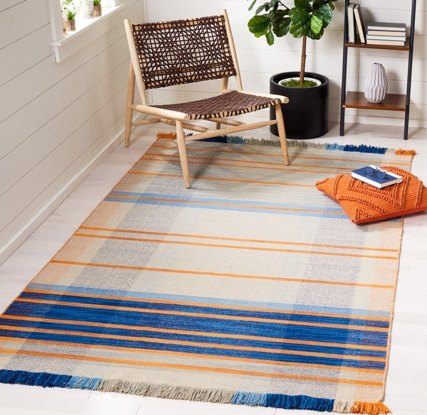 Safavieh Striped Kilim STK701B Beige   Blue Area Rug Online Sale