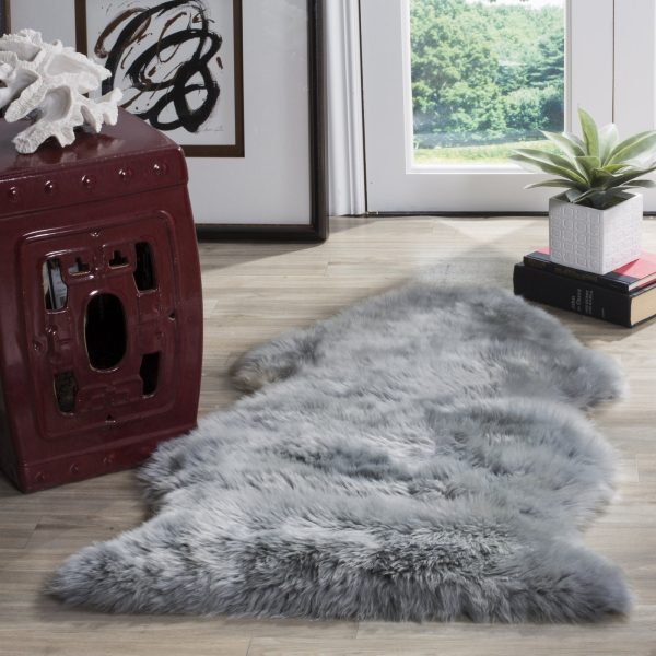 Safavieh Sheep Skin SHS121 Steel Blue Area Rug Online Sale