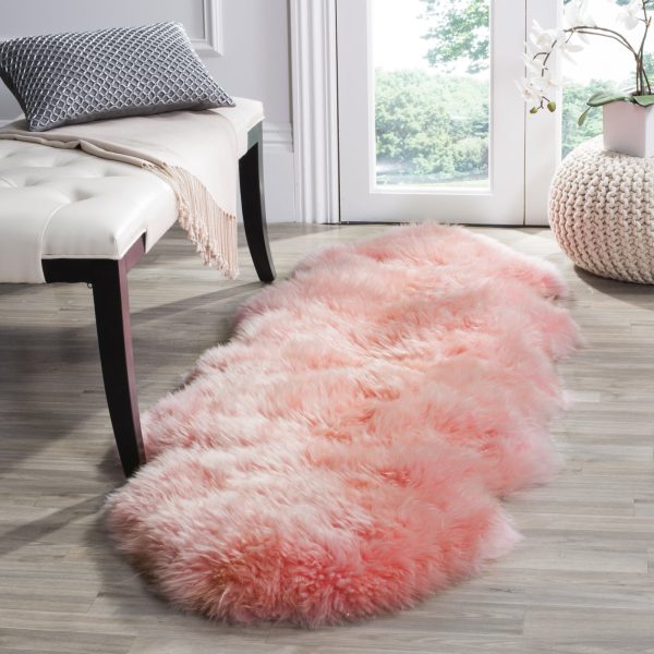 Safavieh Sheep Skin SHS121 Solid Pink Area Rug Supply