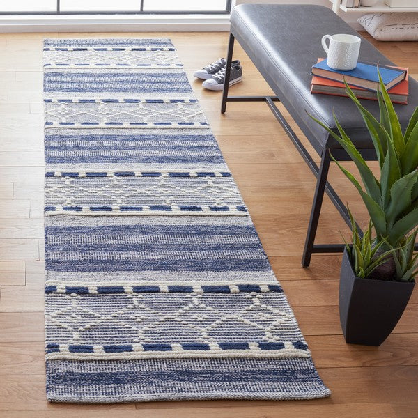 Safavieh Striped Kilim STK522N Navy   Ivory Area Rug Supply