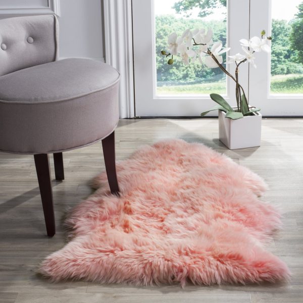 Safavieh Sheep Skin SHS121 Solid Pink Area Rug Supply