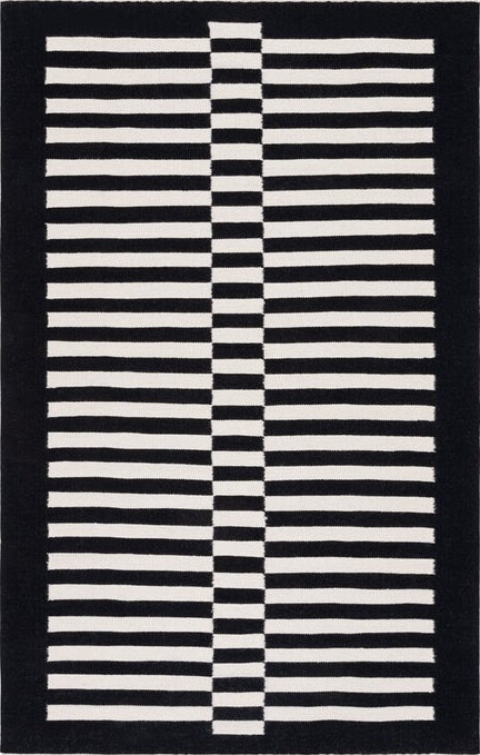 Safavieh Striped Kilim STK805Z Black   Ivory Area Rug For Sale