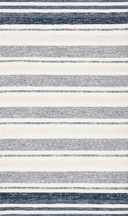 Safavieh Striped Kilim STK502A Ivory   Navy Area Rug For Discount