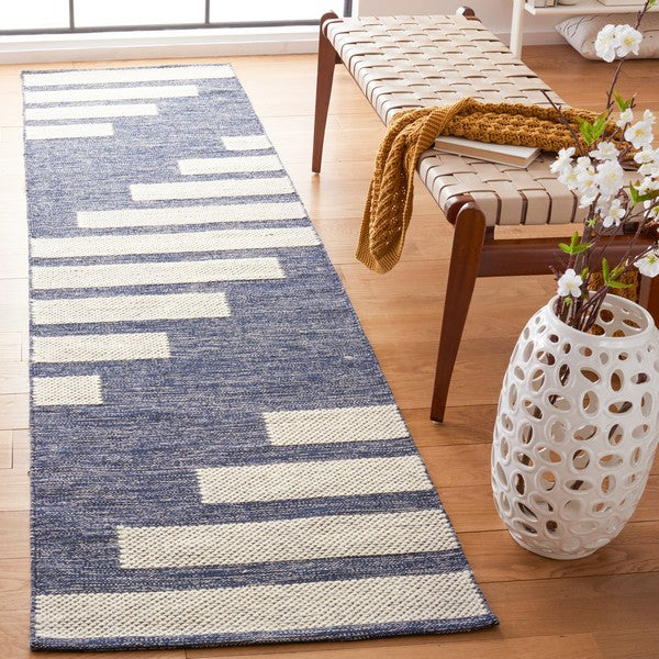 Safavieh Striped Kilim STK514N Navy   Ivory Area Rug Online Sale