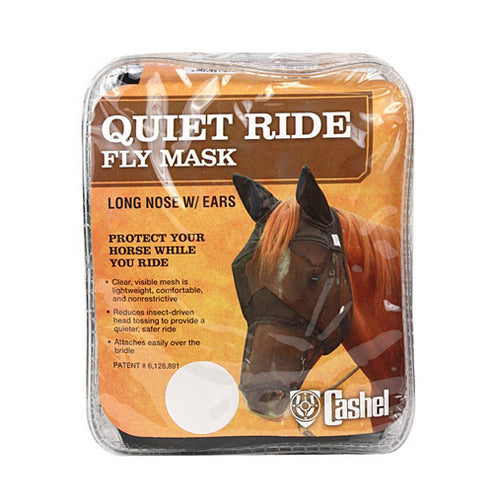 Quiet Ride Long Nose Pasture Fly Mask with Ears Draft Black 1 Count by Cashel Fashion